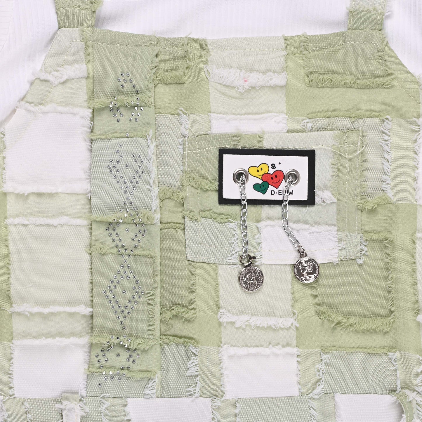 Girls Checkered Texture Flared Top with Dungaree