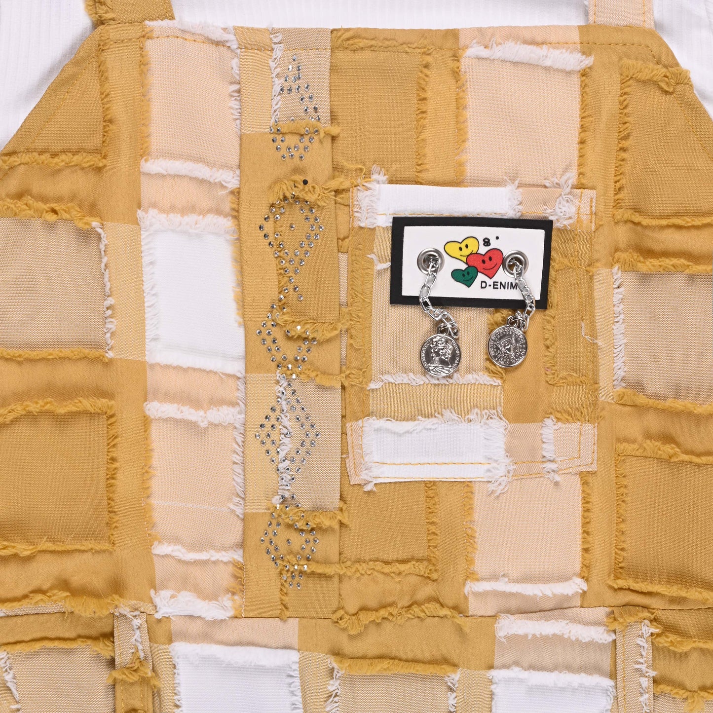 Girls Checkered Texture Flared Top with Dungaree