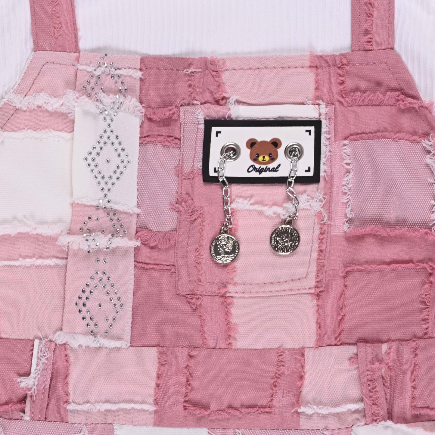 Girls Checkered Texture Flared Top with Dungaree