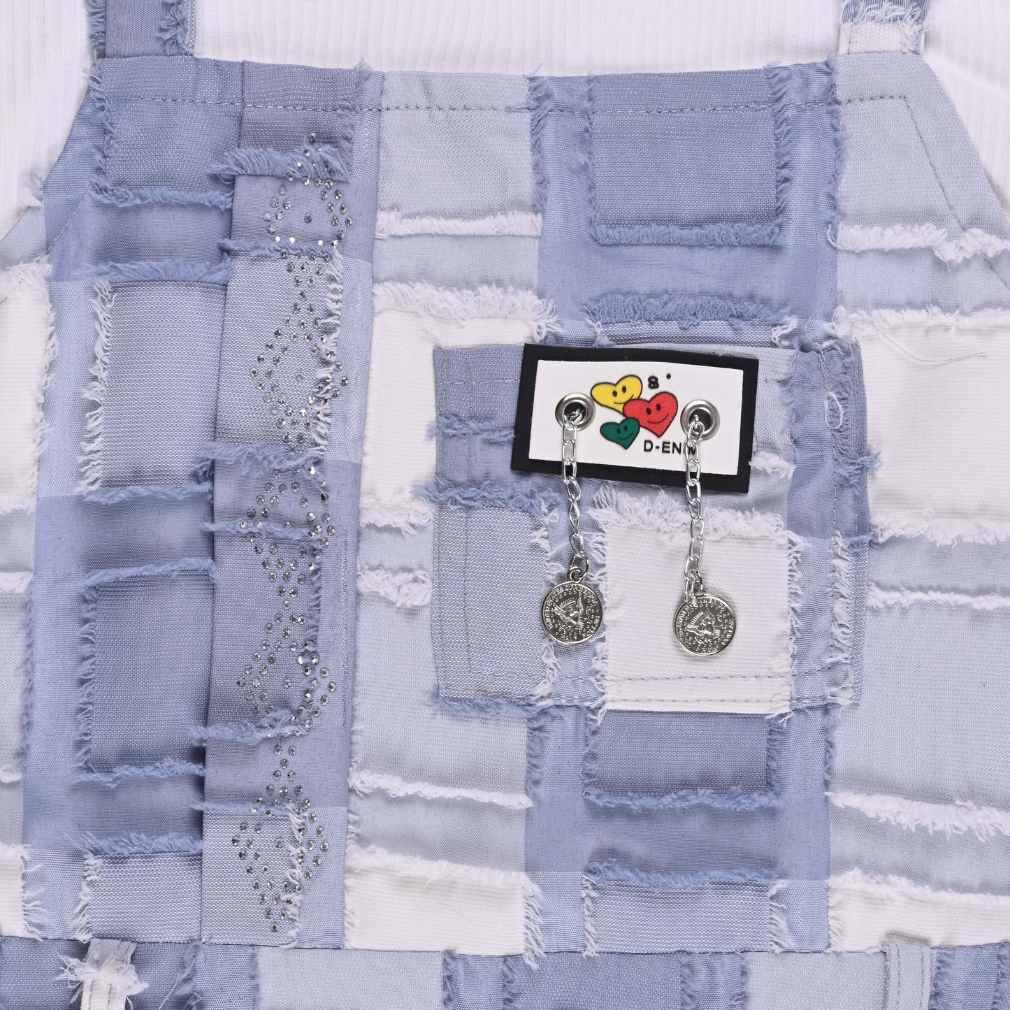Girls Checkered Texture Flared Top with Dungaree