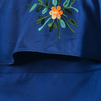 Girls Embroidered A-line Strap Neck dress