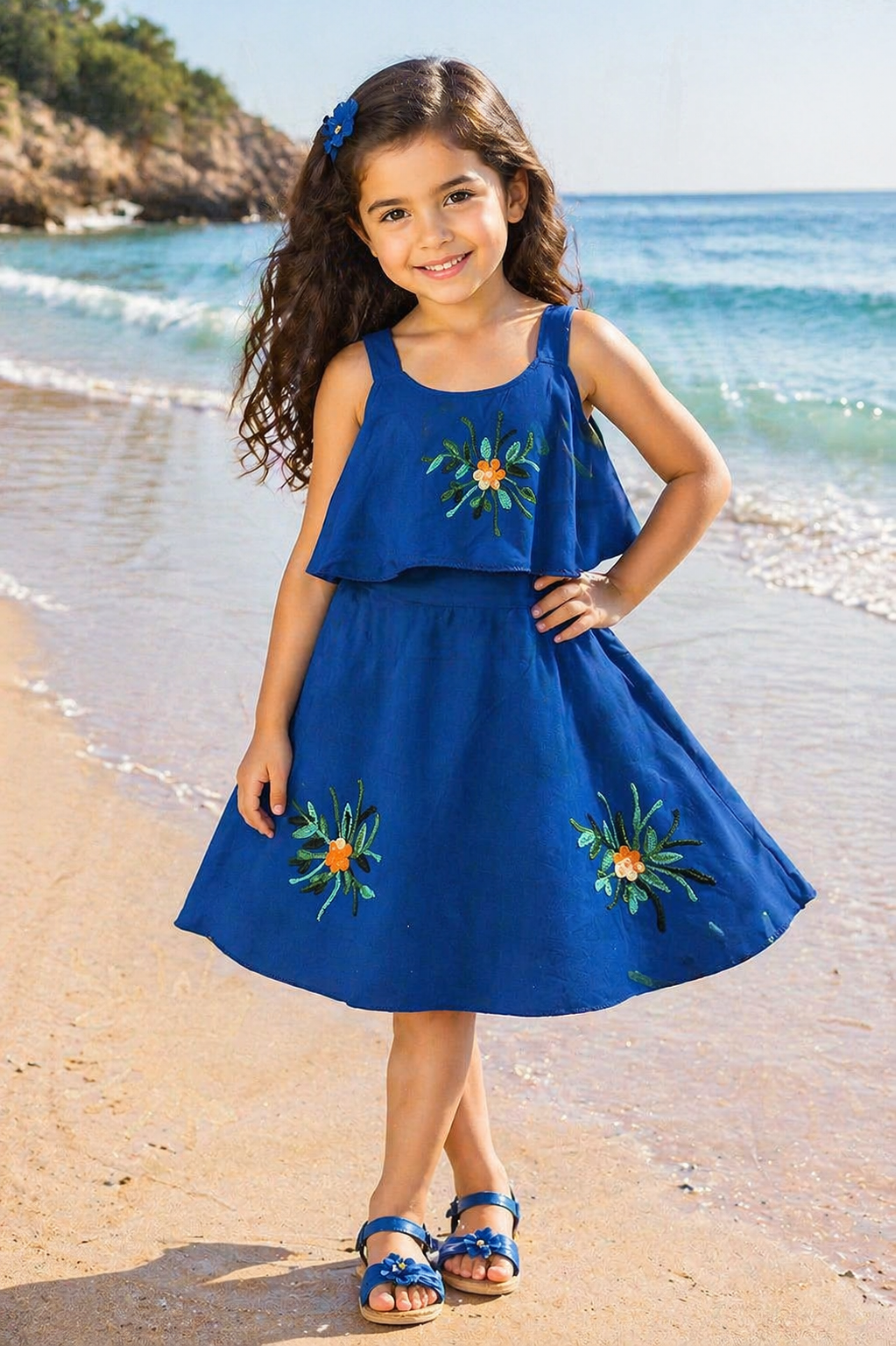 Baby Girls Grey Embroidered Overlay Dress