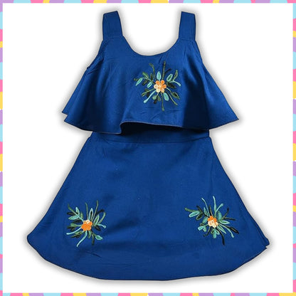 Baby Girls Grey Embroidered Overlay Dress