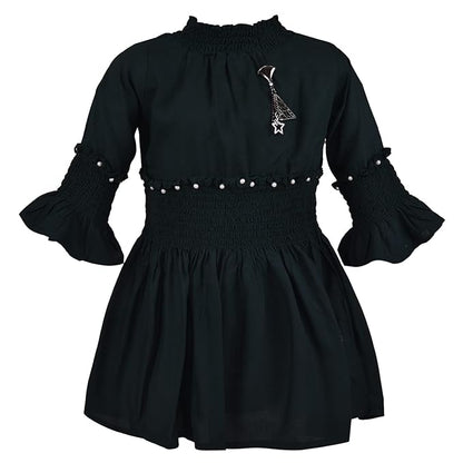 Girls Flared Sleeves Smocking Casual Dress