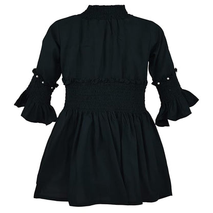 Girls Flared Sleeves Smocking Casual Dress