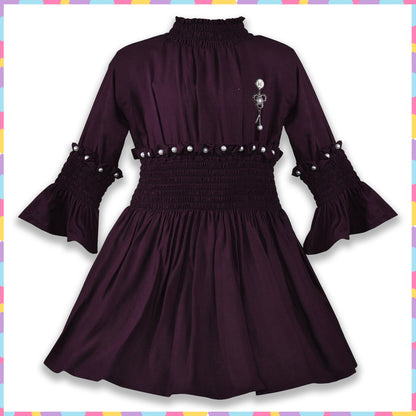 Girls Flared Sleeves Smocking Casual Dress