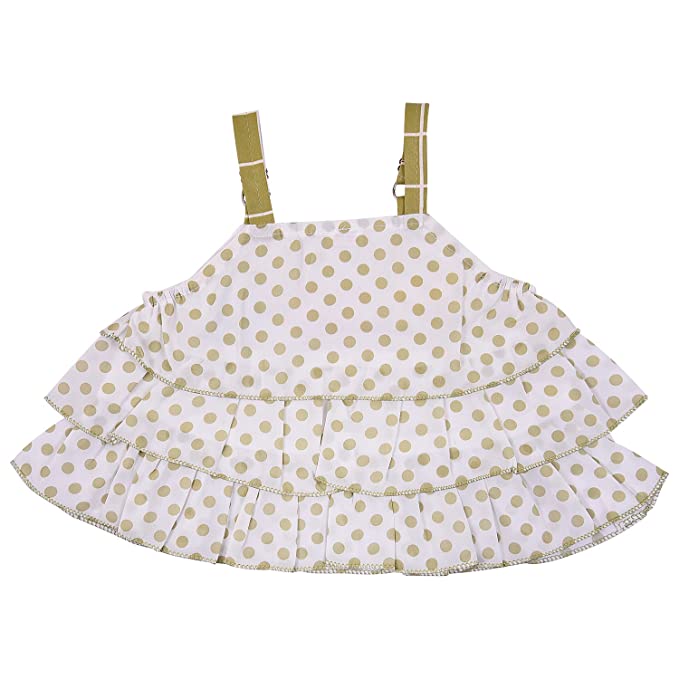 Girls Polka Dot Layered Top and Checkered Pants Set