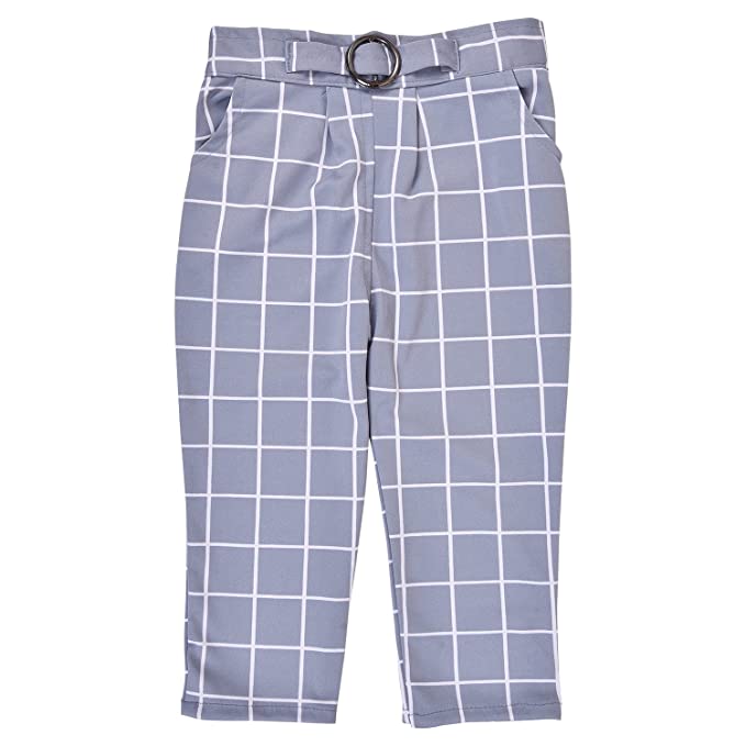 Girls Polka Dot Layered Top and Checkered Pants Set