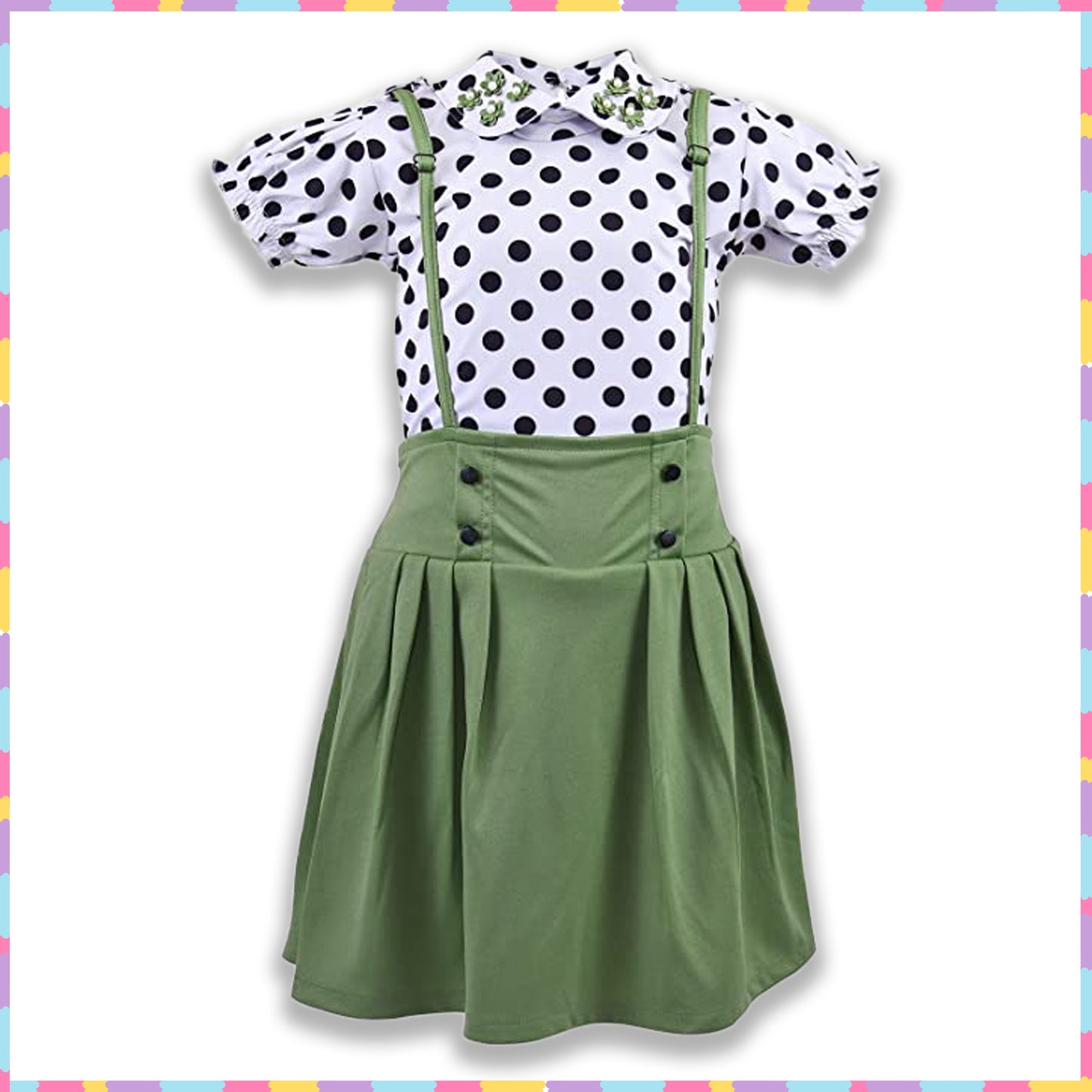 Wish Karo Baby Girls Dungaree Dress for Girls-(csl295grn)