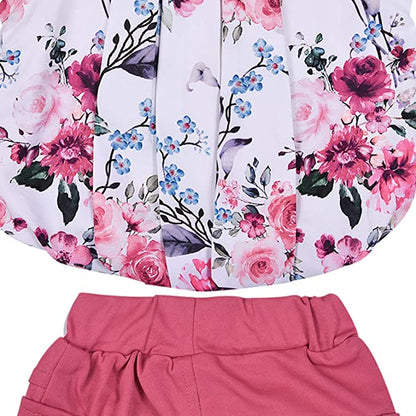 Girls Floral Printed Halter Neck Top and Bottom Set