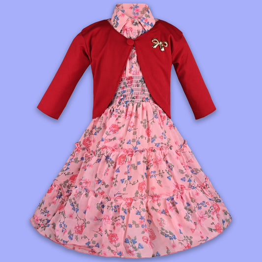 Girls A-Line Casual Midi Summer Dress with Jacket
