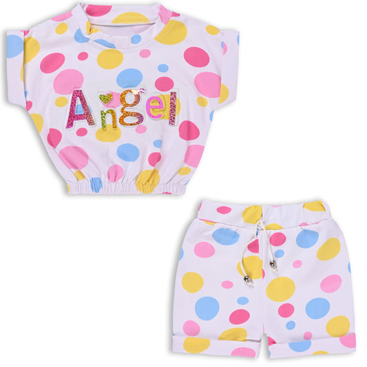 Girls Polka Print Top and Shorts Clothing Set