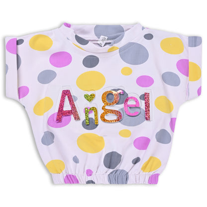 Girls Polka Print Top and Shorts Clothing Set