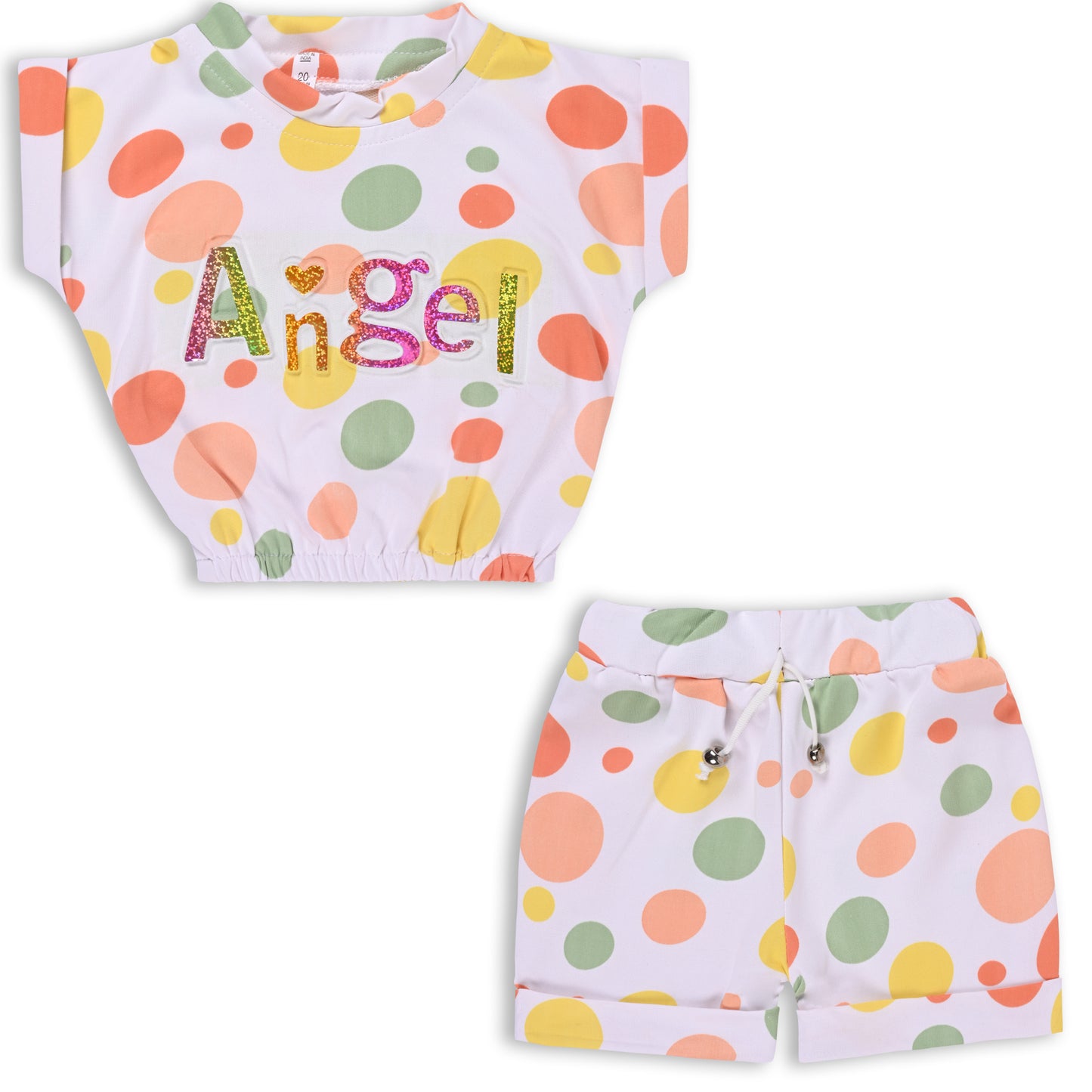 Girls Polka Print Top and Shorts Clothing Set