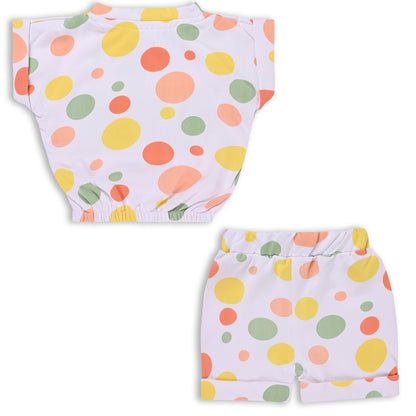 Girls Polka Print Top and Shorts Clothing Set