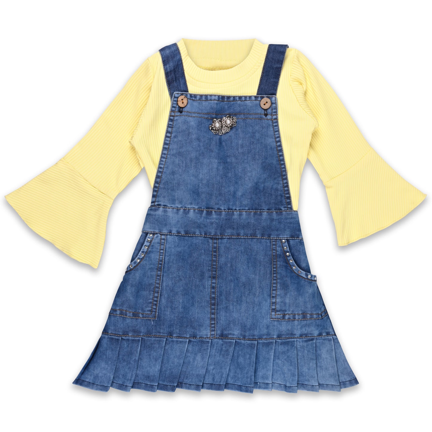 Girls Solid Top and Shorts Clothing Set