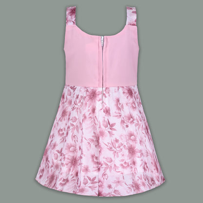 Baby Girl Georgette Floral Party Dress with 3D Heart Design & Bloomer