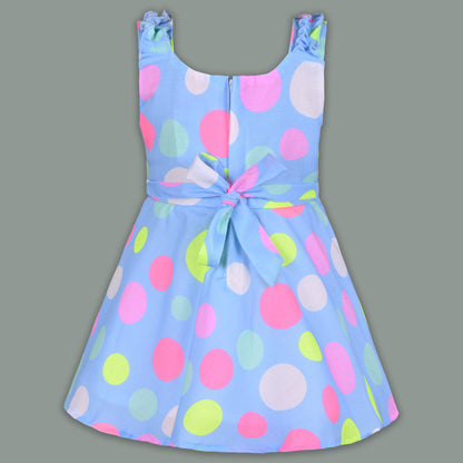 Baby Girl Polka Dot Frock with Colorful Print & Bloomers – Party Wear Dress for Kids