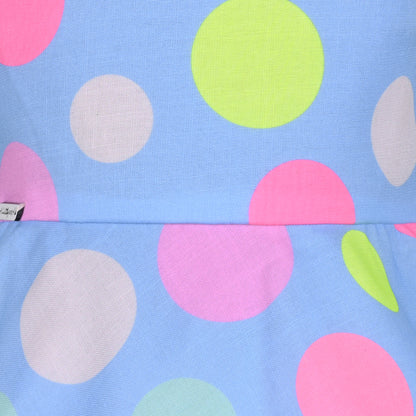 Baby Girl Polka Dot Frock with Colorful Print & Bloomers – Party Wear Dress for Kids