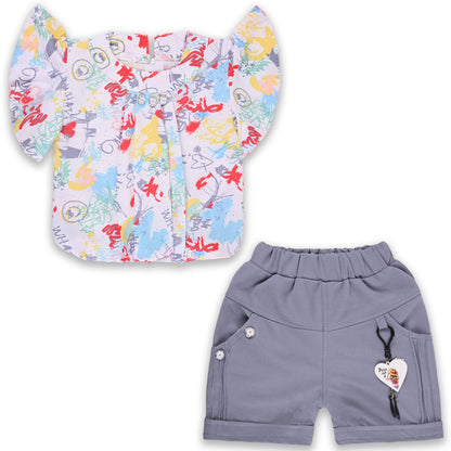 Baby Girls Printed Top and Shorts Clothing Set
