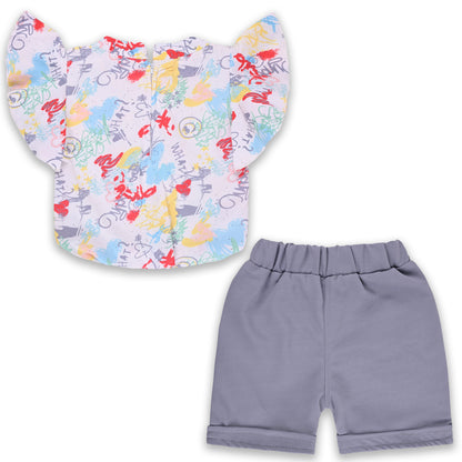 Baby Girls Printed Top and Shorts Clothing Set