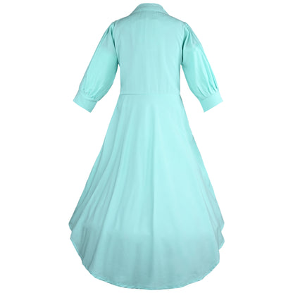 Girls Solid Fit and Flare Bell Sleeve Frock Dress
