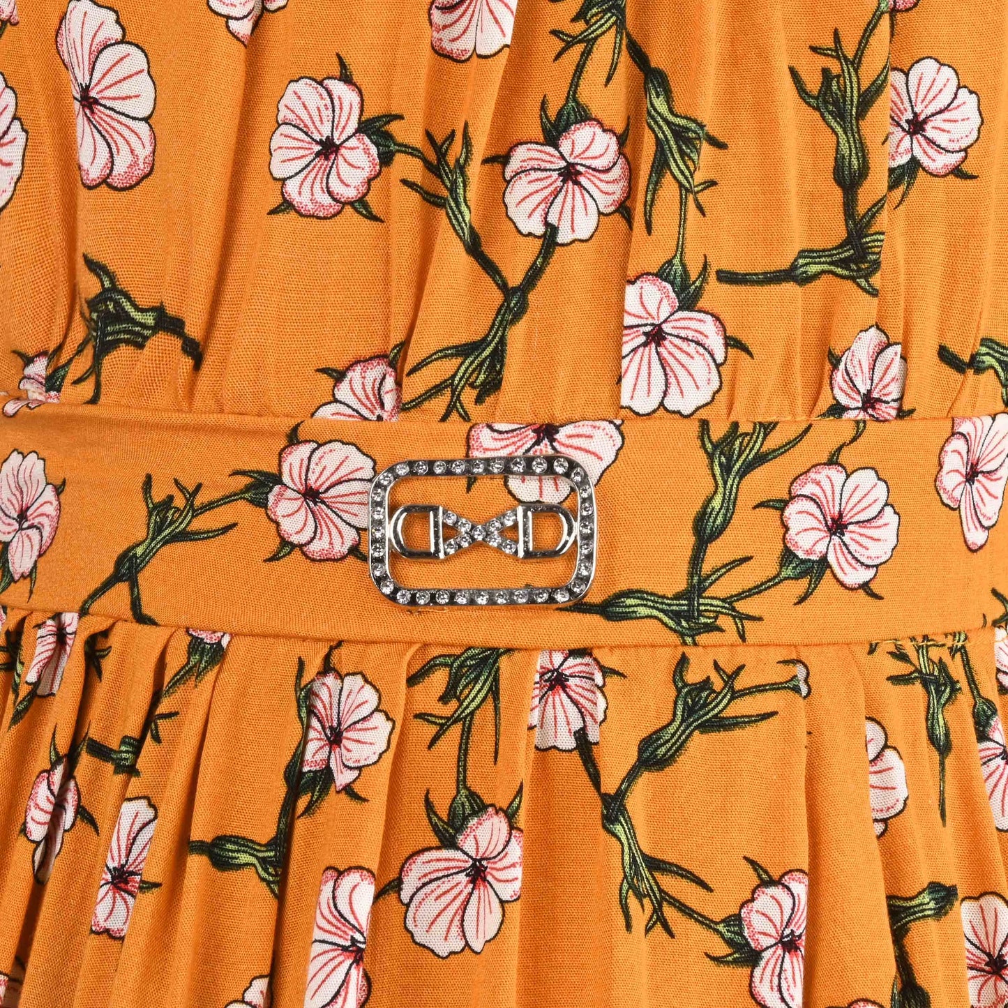 Girls Printed Puff Sleeve Midi Dress