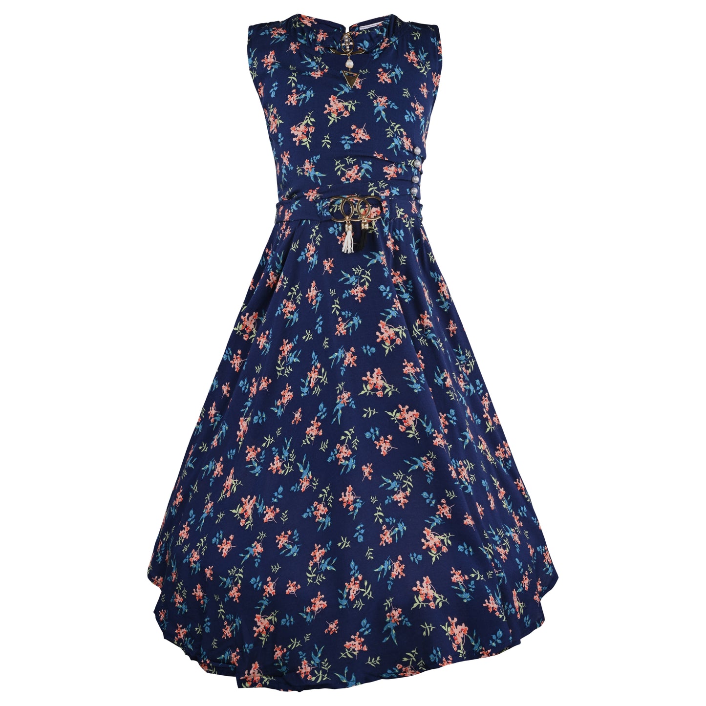 Girls Floral Print Rayon A-Line Casual Dress