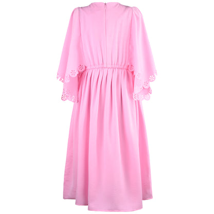 Girls Solid Kimono Sleeve Fit and Flare Frock Dress