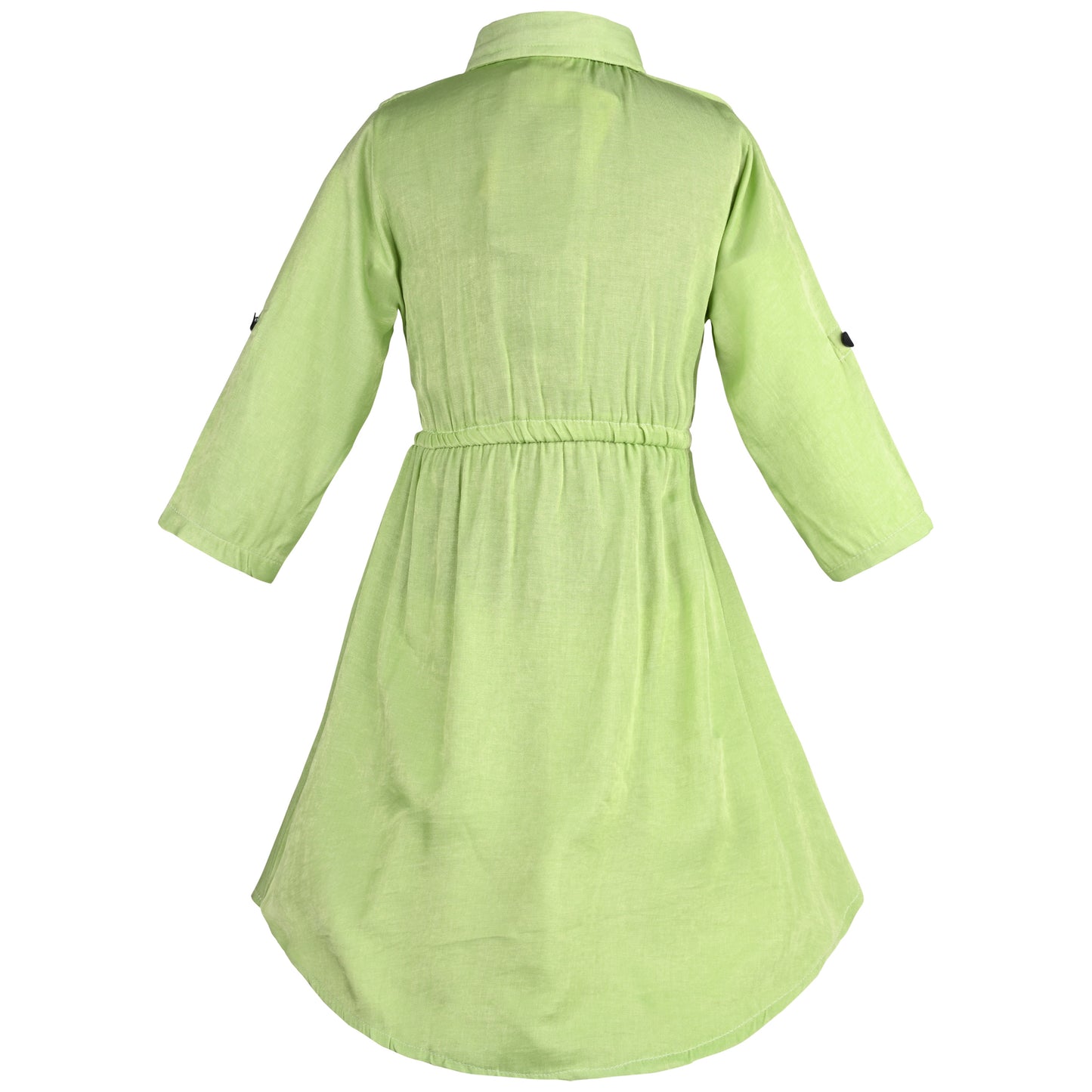 Girls Full Sleeve Solid Fit and Flare Frock Dress