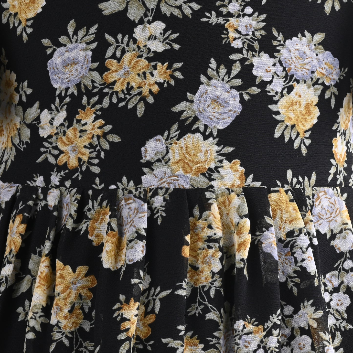 Girls Floral Print Georgette Casual Dress with Flared Sleeves