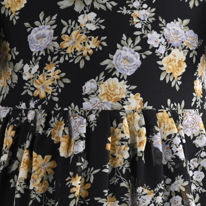 Girls Floral Print Georgette Casual Dress with Flared Sleeves