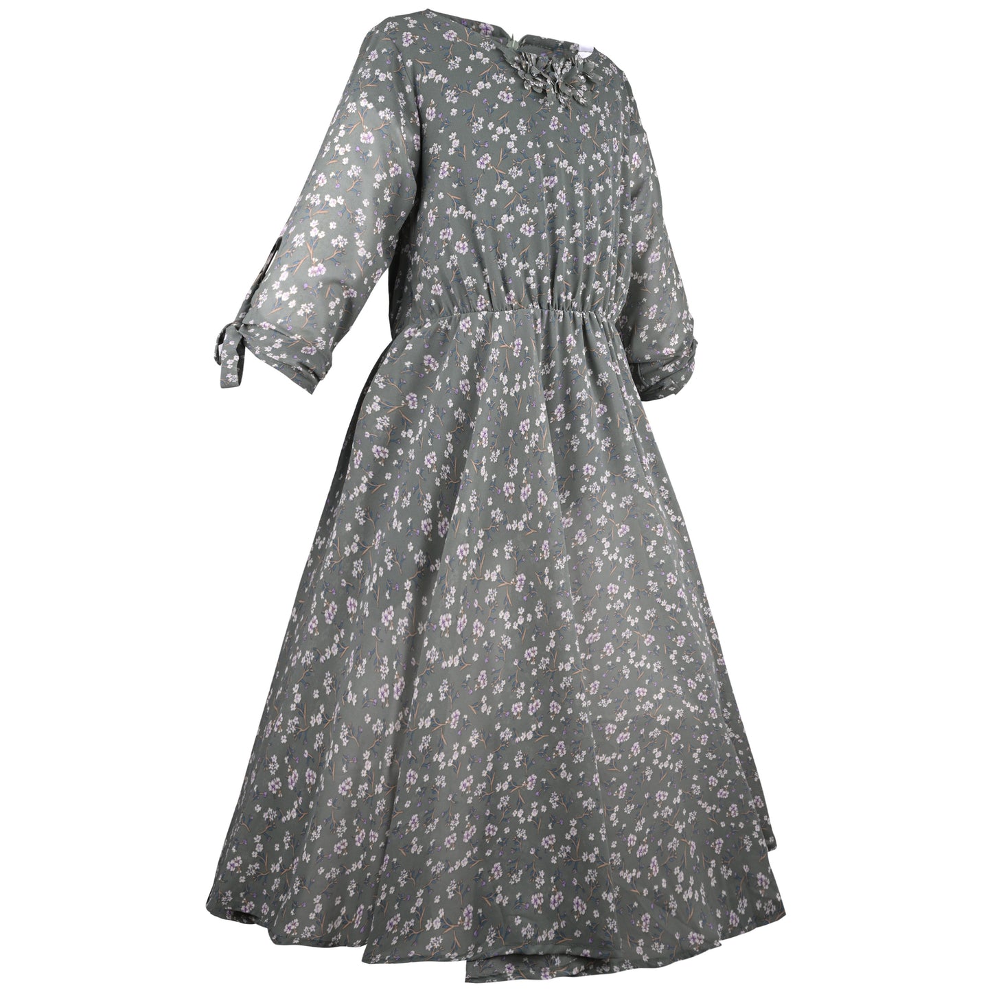 Girls Floral Print Bell Sleeve Fit and Flare Frock Dress