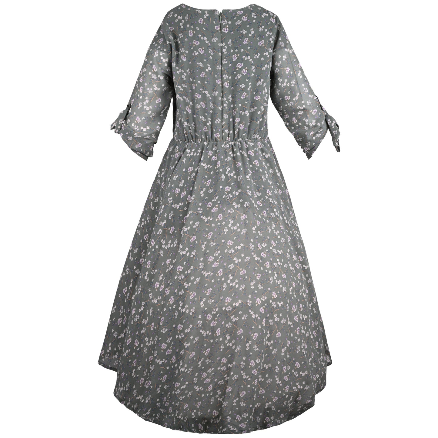 Girls Floral Print Bell Sleeve Fit and Flare Frock Dress