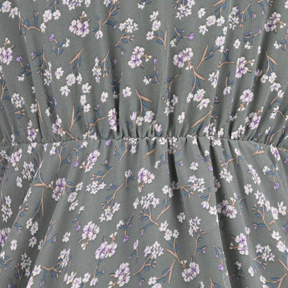 Girls Floral Print Bell Sleeve Fit and Flare Frock Dress