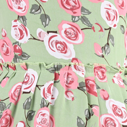 Girls Floral Print Bell Sleeve Fit and Flare Frock Dress
