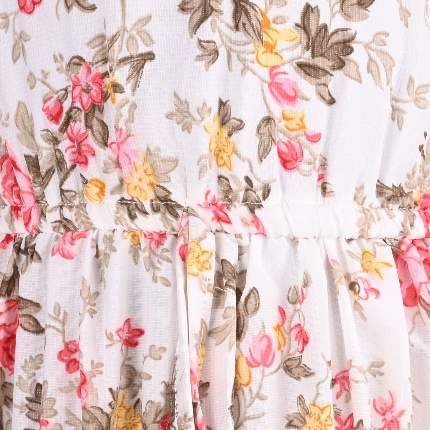 Girls 3/4th Sleeve Floral Print Fit and Flare Frock Dress