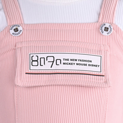 Girls Printed Top and Pinafore Dungaree Set