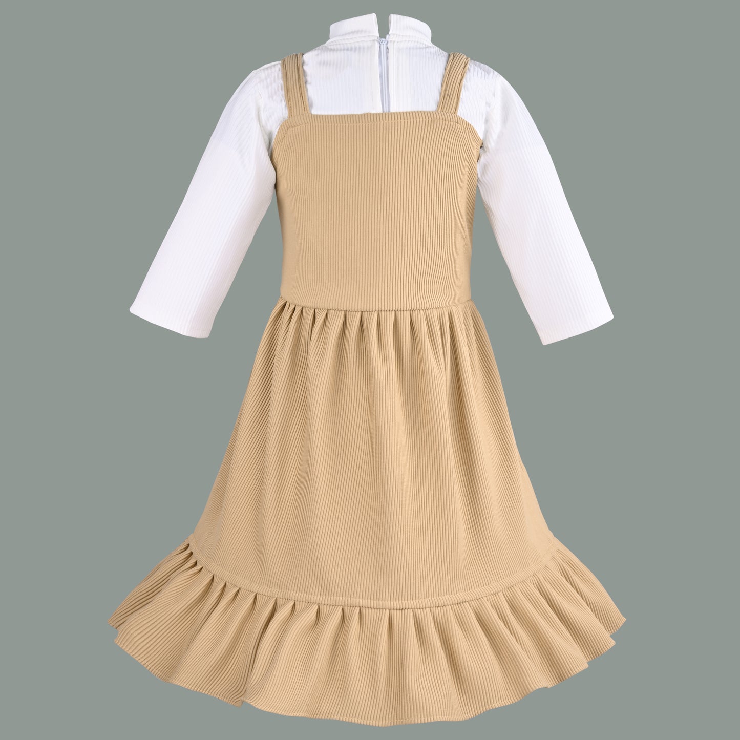 Girls Printed Top and Pinafore Dungaree Set