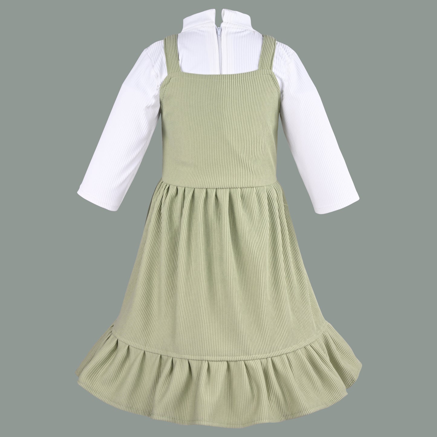 Girls Printed Top and Pinafore Dungaree Set