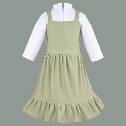 Girls Printed Top and Pinafore Dungaree Set
