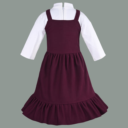 Girls Printed Top and Pinafore Dungaree Set