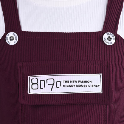 Girls Printed Top and Pinafore Dungaree Set