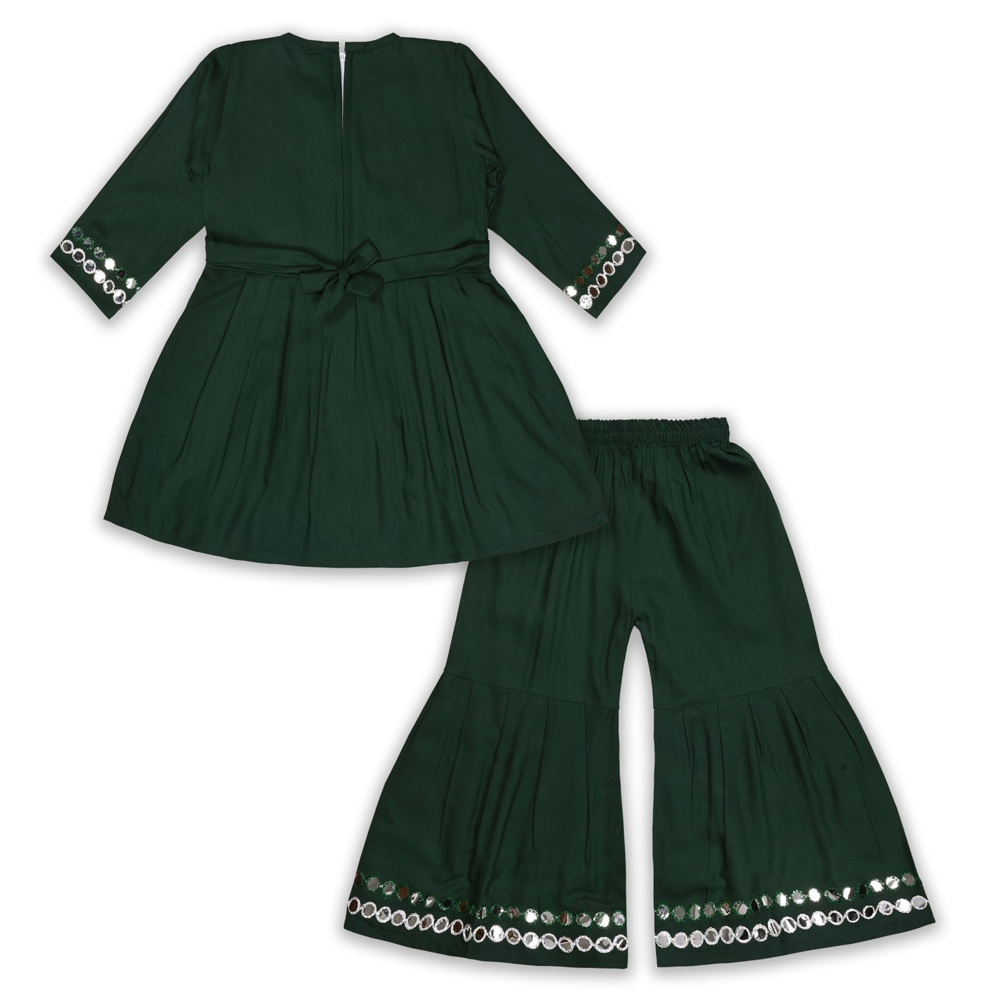 Girls Satin Kurti with Sharara Pants Set