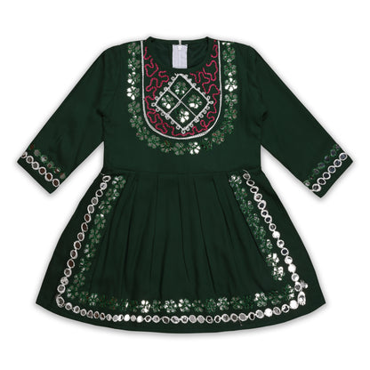 Girls Satin Kurti with Sharara Pants Set