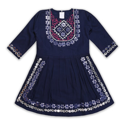 Girls Satin Kurti with Sharara Pants Set