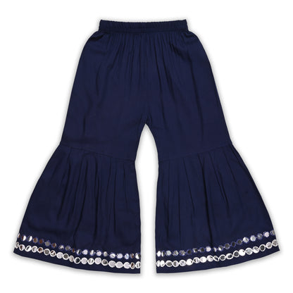 Girls Satin Kurti with Sharara Pants Set