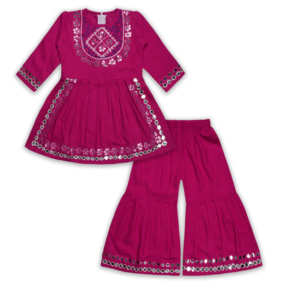 Elegant Rayon Ethnic Kurti Set with Sharara