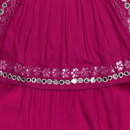 Girls Satin Kurti with Sharara Pants Set