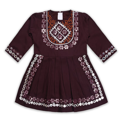 Girls Satin Kurti with Sharara Pants Set